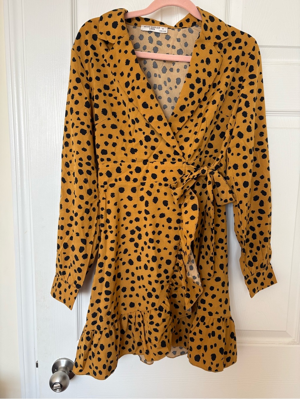 Leopard Print Faux Wrap Mini Dress